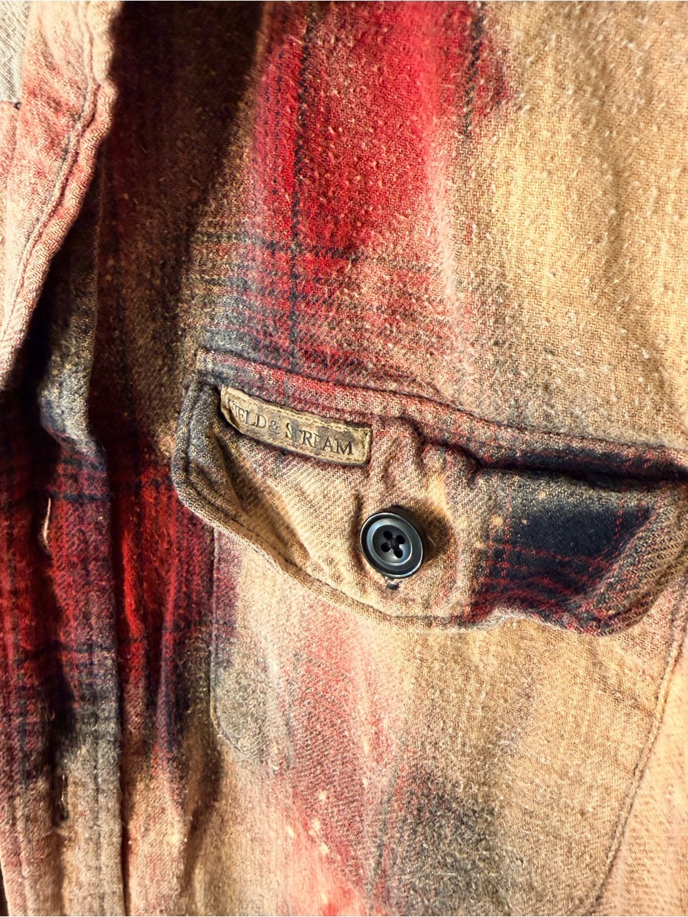 Bleach Dye Red Plaid Button-Down Shirt - Picture 6 of 10